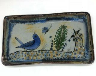 Vintage Ken Edwards Tonala El Palomar Pottery Mexico Bird 7x4.  5” Rectangle Tray