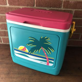 Vintage Igloo 24 Cooler Palm Tree Colorful Ice Chest 90 