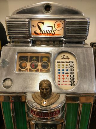 1949 Jennings Chief SANDS Casino Nickel 5 cent Slot Machine Perfect 3