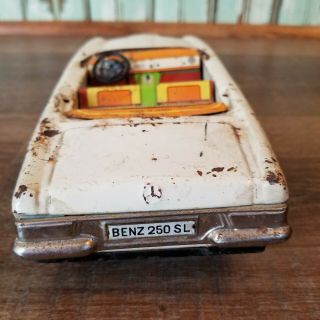 Vintage Mercedes Benz 250 SL Tin Friction Toy Car made in Japan Parts Repair 2