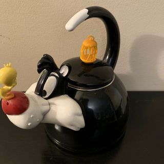 Vintage 1995 Kamenstein Looney Tunes Sylvester Cat Tweety Bird Tea Kettle Pot