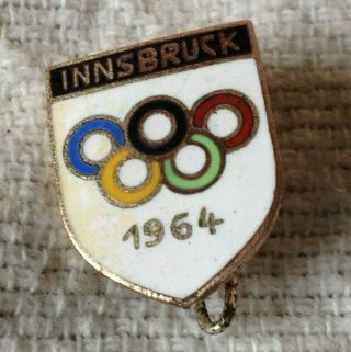 1964 Innsbruck Winter Olympic Hat Pin Badge Vintage