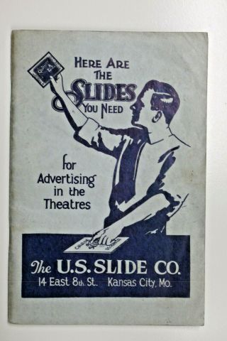 The Us Slide Co,  Slide Advertising Booklet,  For Advertising In Theatres 20 - 30 