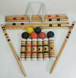 Vintage Spalding Croquet Set Pro Series For 6 Complete With Carrying Bag