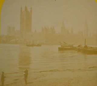 1860s Stereoview Photo London Houses Of Parliament Fr Southwark Thames Blanchard