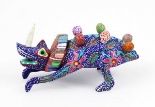 Colorful Alebrije Hand Carved Hand Painted Fantasy Animal Oaxaca Mexico Signed