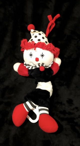 Kids Ii 2 Clown Musical Pull String Red Black Crib Baby Toy Plush Vintage
