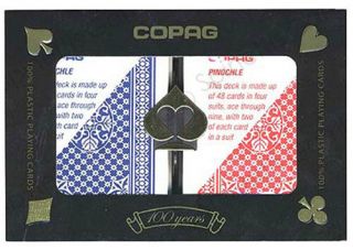 Copag Pinochle Red/blue Poker Size Standard Index 2 Deck Setup Casino Cards