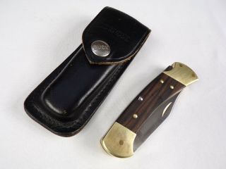 Vintage Buck 112 Knife W/ Leather Case Belt Loop Snap Closure 3 " Blade