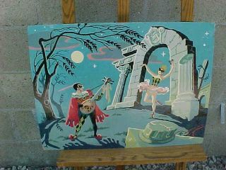 Vintage Paint By Number Ballet Ballerina Roman Ruins 24 " X 18 " Colorful Mid Cent