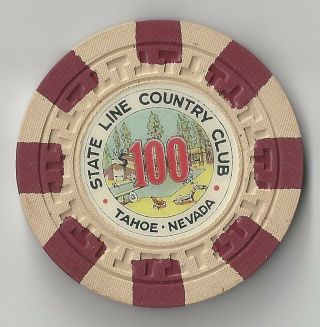$100 Lake Tahoe 3rd Edt Stateline Country Club Casino Chip Nevada T 