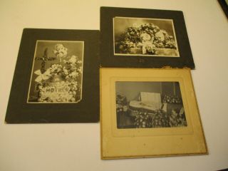 Three Large Cabinet Card Photos Of Funeral Scenes