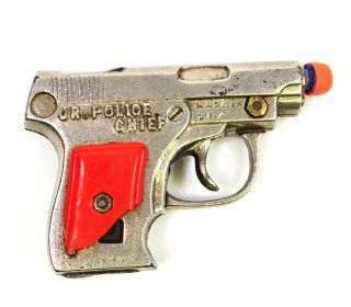 Vintage Jr.  Police Chief Cap Gun Red Scales Cracked Heavy Metal Toy Gun