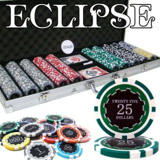 500 Eclipse 14g Clay Poker Chips Set With Aluminum Case - Pick Chips