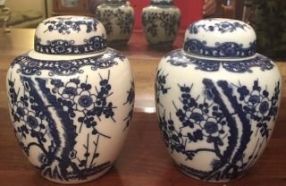 Vtg Cobalt Blue/white 5 " Porcelain Ginger Jars/vases - Price Imports,  Japan