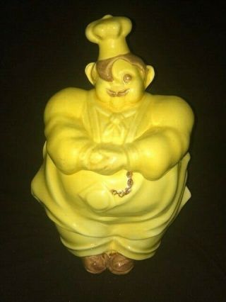 Vintage Red Wing Pottery Cookie Jar Chef Pierre Figurine Hand Painted Yellow