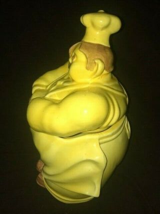 Vintage Red Wing Pottery Cookie Jar Chef Pierre Figurine Hand Painted Yellow 2