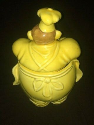 Vintage Red Wing Pottery Cookie Jar Chef Pierre Figurine Hand Painted Yellow 3