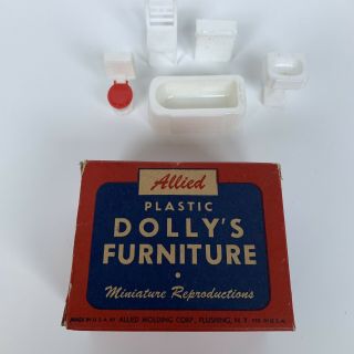 Vintage Miniature Plastic Dollhouse Dolly ' s Furniture by Allied Bathroom Set 3