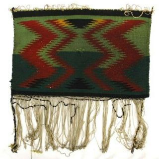 Vintage N.  A.  Navajo Germantown Wool Textile Rug Measures 12 " X20 " Excl.  Fringe