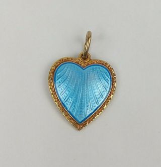 Vintage Estate David Andersen Norway Sterling Silver Blue Enamel Heart Charm