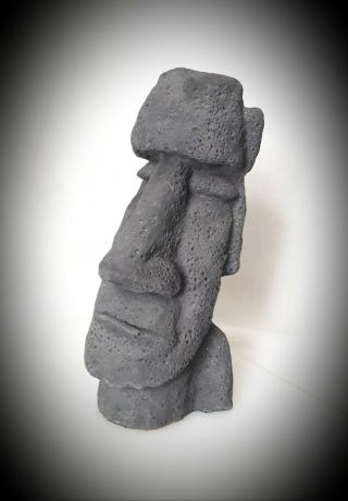 Large 11 " ▪hand Carved Lava ?▪ Easter Island Moai ? Tiki God Sculpture Figure