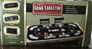 Folding Game Table Top Portable For 8 Casino Players Poker/craps/blackjack &case