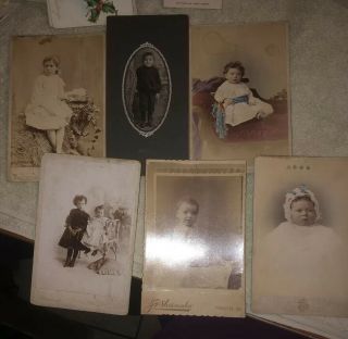 6 Vintage Childern Cabnet Photo’s Late 1800’s
