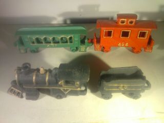 Vintage,  Cast Iron,  Floor Toy,  Train Set