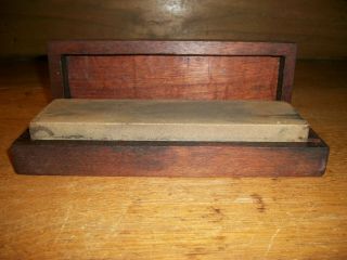 Antique Hone Knife Razor Sharpening Two Sided Stone W/ Wood Box