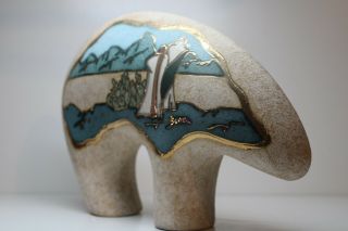 Handmade Ceramic fetish bear with 24k gold trim By Gina Arrighetti 2