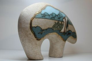 Handmade Ceramic fetish bear with 24k gold trim By Gina Arrighetti 3