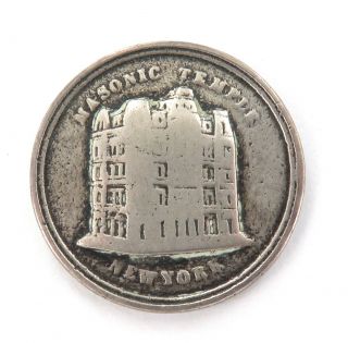 1875 York Masonic Temple Sterling Silver Dedication Medallion.