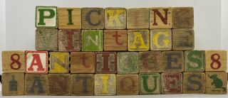 Antique Vintage 1940’s 1950’s 1960’s Children’s Old Toy Wooden Learning Blocks