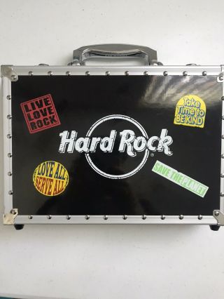 Hard Rock Casino Poker Set With Logo Poker Chips,  Playing Cards,  Dice,  And Case