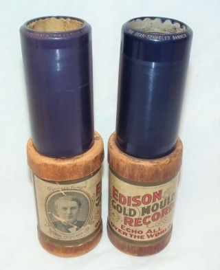 2 Rare Vintage Edison Patriotic Cylinder Phonograph Gramophone Record 4m