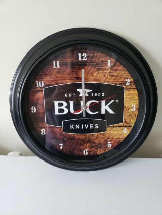 Buck Knives Knife Clock Est 1902 Wood Grain Look Vintage Wall 2014 Advertising