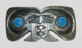 Vintage Graziella Laffi Peru Sterling Silver 925 Enameled Eyes Pin Brooch - Nr