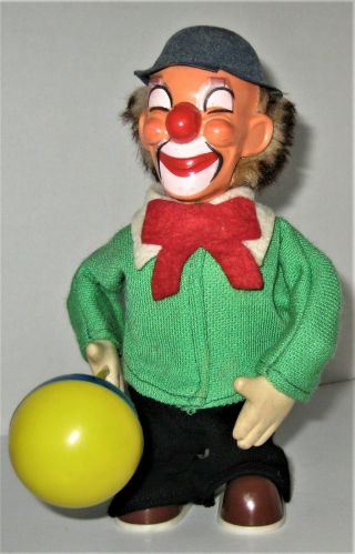 Vintage Clown With Balloon Key Wind Up Toy Fun Collectible