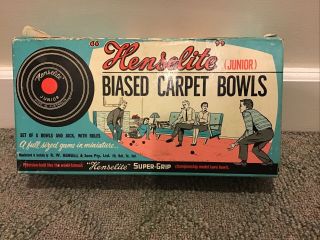 Vintage Henselite Biased Carpet Balls (junior) Complete W/lawn Bowling Pamphlet
