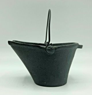 Cast Iron Miniature Toy Coal Hod Ash Bucket Pail With Bale Vintage