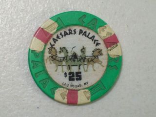 Caesars Palace Las Vegas Nevada $25.  00 Casino Poker Chip Green