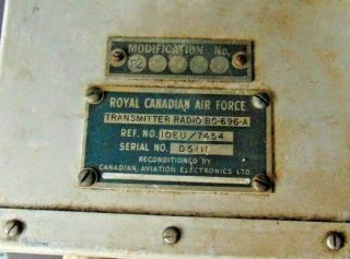 Vintage WW2 Military RCAF Aircraft Radio Transmitter BC - 696 - A 2