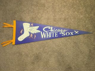 Vintage 1950’s Chicago White Sox Baseball Pennant Full Size With Tassels