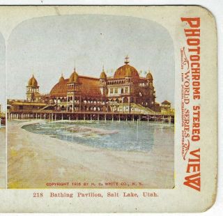 1906 Bathing Pavilion,  Saltair,  Great Salt Lake,  Utah,  H.  C White Stereoview Card