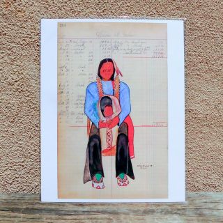 Native American Print Of Ledger Art - Comanche/kiowa - " My Father " - Hatfied