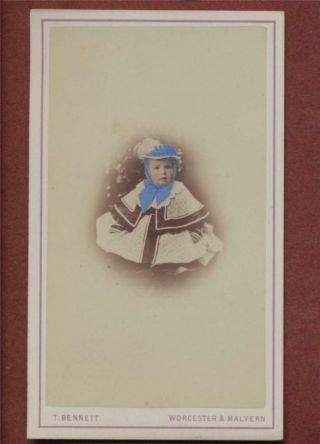 Worcester.  Mr T Bennett.  Child.  Coloured Victorian Cdv Photograph Qa724