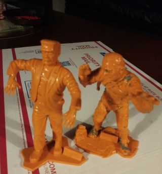 Vintage Marx Frankenstein & Mummy Hard Plastic Figures.
