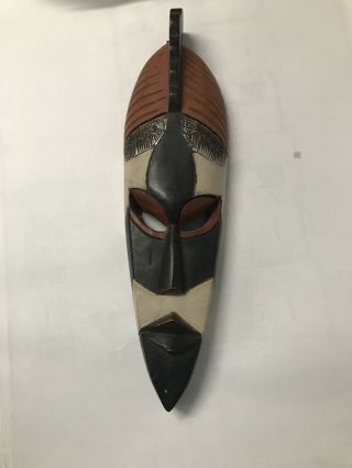 African Wooden Mask Tribal Art Hand Carved Sculpture Wall Hanging