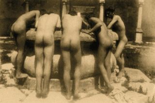 Five Boys Looking Down A Well,  Baron Wilhelm Von Gloeden 1890s (reprint)